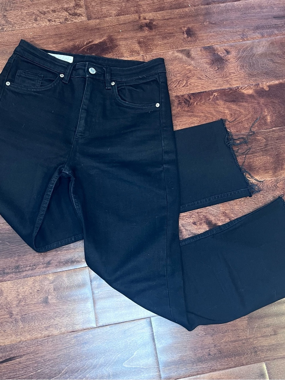 Zara Black Straight-Leg High Waist Jeans - Picture 2 of 5